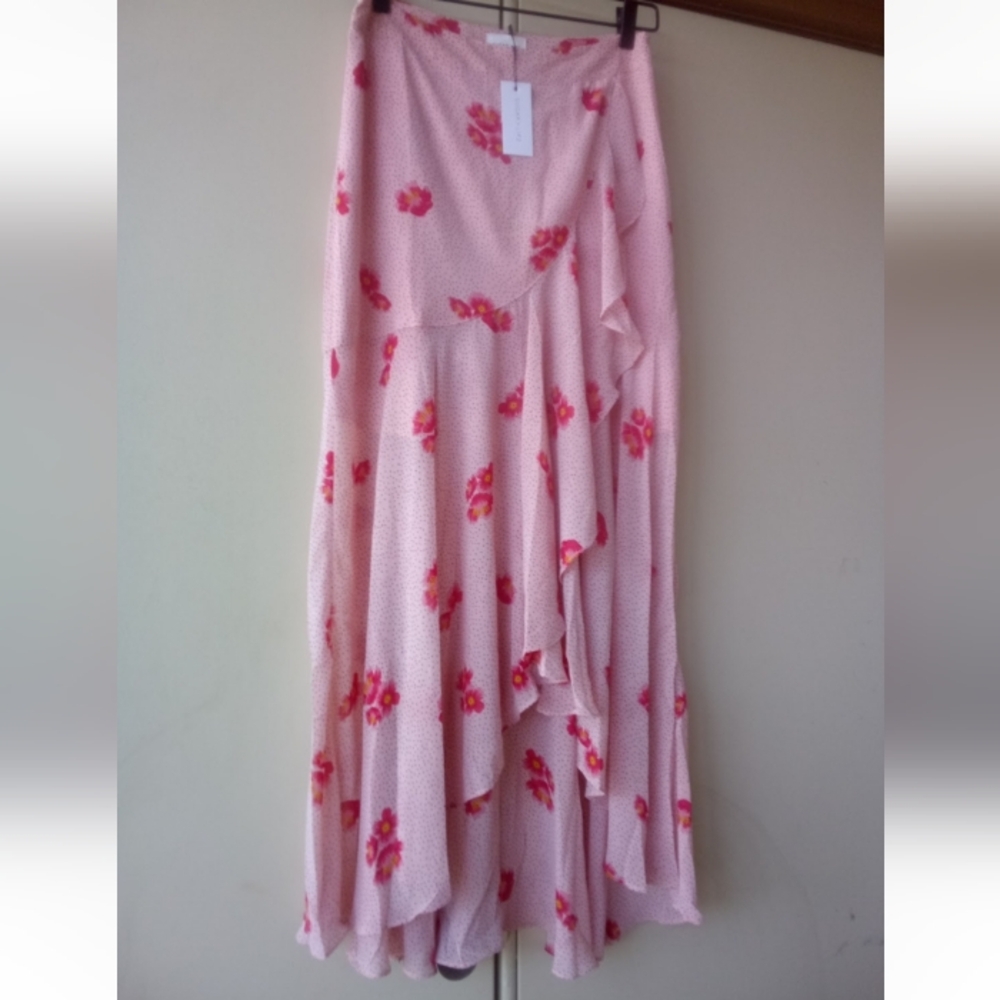SugarLips Asymmetrical Pink Floral Ruffle Layered Skirt MEDIUM NEW - Picture 4 of 16